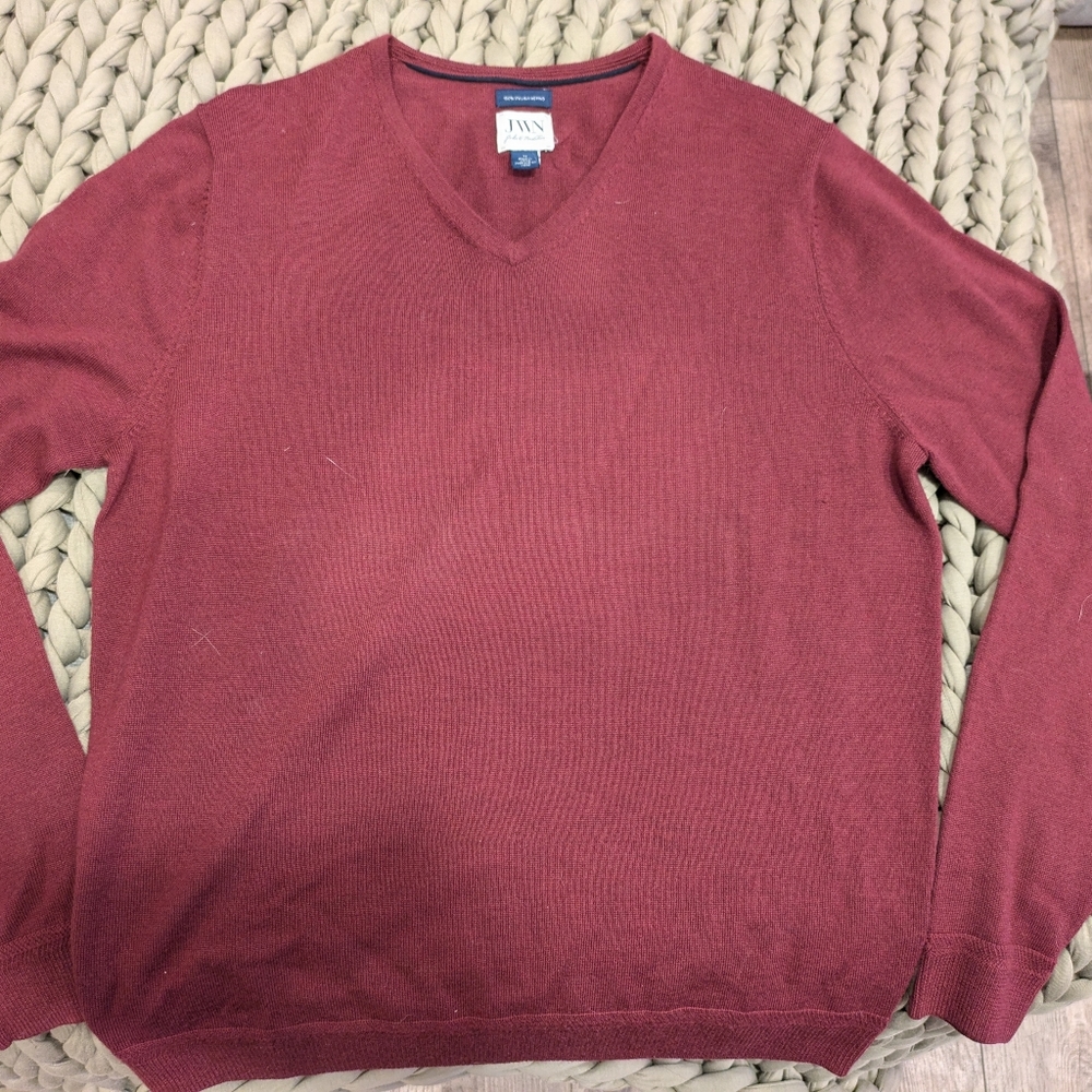 John W Nordstrom‎ V-Neck 100% Cashmere Maroon Pullover Sweater Size Medium